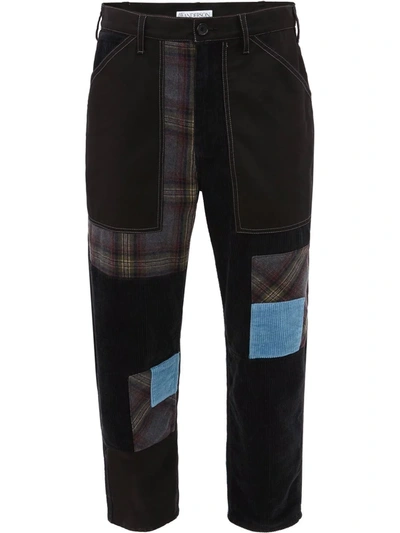 Shop Jw Anderson Cropped Patchwork Fatigue Trousers In Schwarz