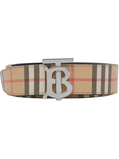 Shop Burberry Vintage Check Monogram-motif Reversible Belt In Neutrals
