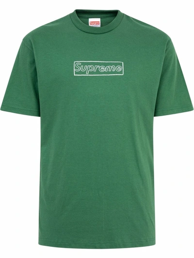Shop Supreme X Kaws Chalk Logo Crew Neck T-shirt In Green