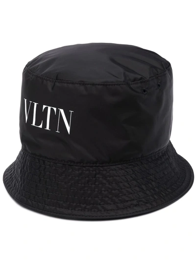Shop Valentino Vltn-print Bucket Hat In Black