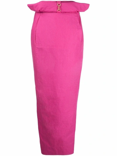 Shop Jacquemus Bow-detail Maxi Skirt In Rosa