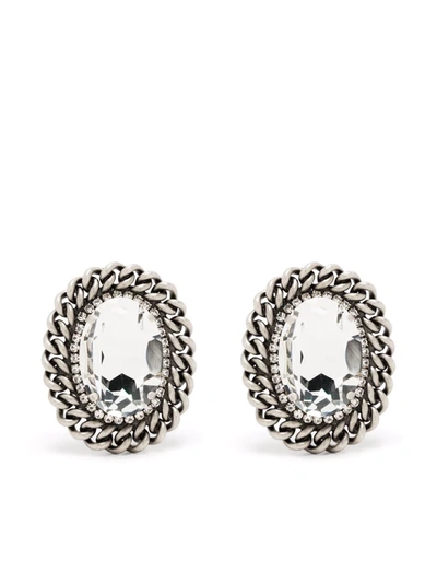 Shop Alessandra Rich Crystal-embellished Clip-on Earrings In Silber