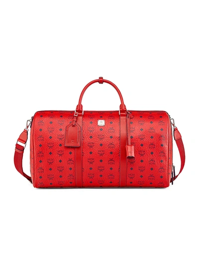 Traveler Visetos Coated Canvas Duffle Bag In Candy Red