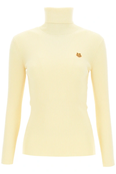 Shop Kenzo Turtleneck Sweater With Tiger Crest Patch