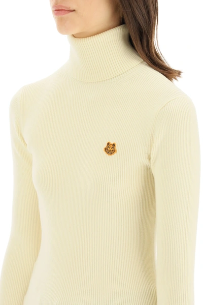 Shop Kenzo Turtleneck Sweater With Tiger Crest Patch