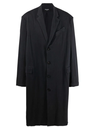 Shop Balenciaga Worn-out Tailored Coat In Schwarz