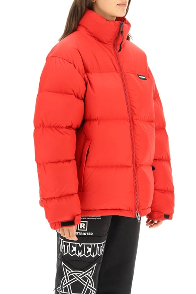 Shop Vetements Down Jacket With Logo Embroidery