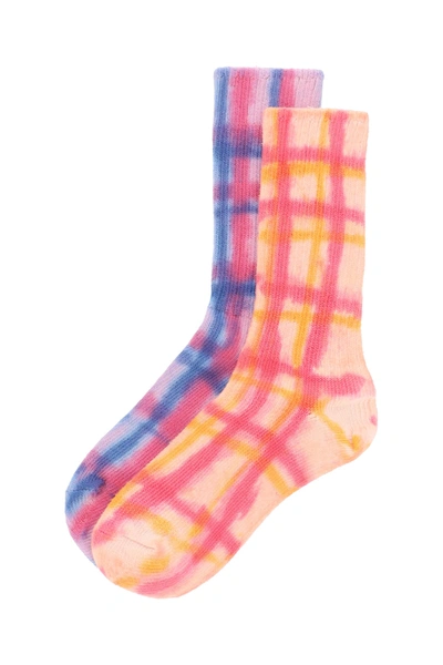 Shop Collina Strada Tie-dye Organic Cotton Socks In Orange,fuchsia,blue