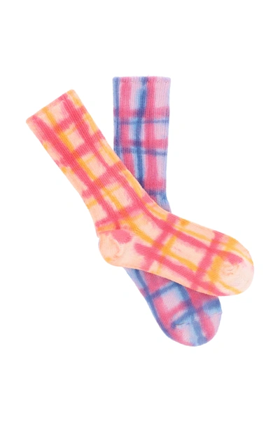 Shop Collina Strada Tie-dye Organic Cotton Socks In Orange,fuchsia,blue