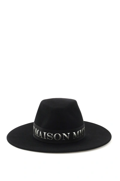 Maison Michel Virginie Logo-tape Fedora Hat In Black