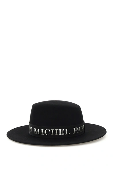 Maison Michel Virginie Logo-tape Fedora Hat In Black