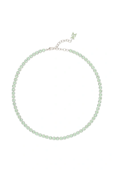 Shop Amina Muaddi Chocker Necklace With Crystals In Green,silver