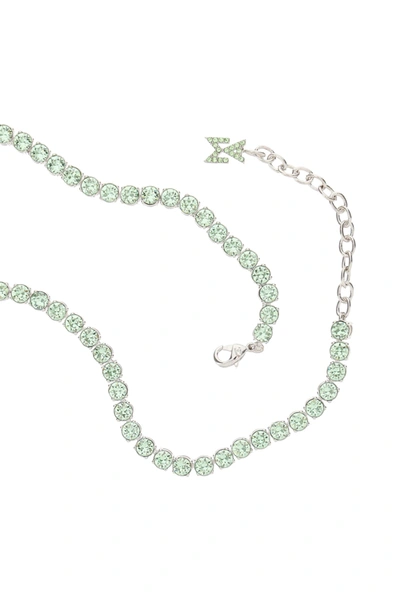 Shop Amina Muaddi Chocker Necklace With Crystals In Green,silver