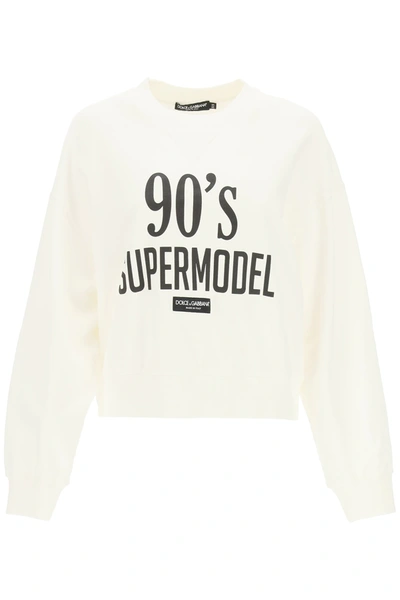 Shop Dolce & Gabbana Cropped Sweatshirt 90's Supermodel In White