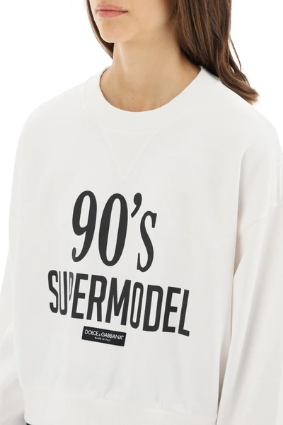 Shop Dolce & Gabbana Cropped Sweatshirt 90's Supermodel In White
