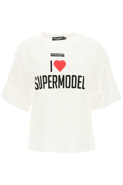 Shop Dolce & Gabbana I Love Supermodel T-shirt In White