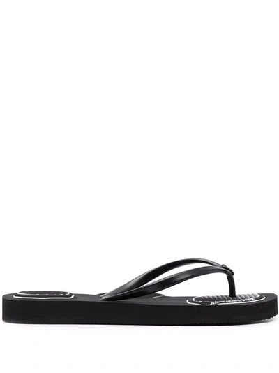 Shop Off-white Arrow Plaque Flip Flops In Schwarz