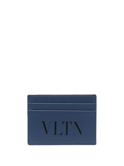 Shop Valentino Vltn Logo Cardholder In Blau