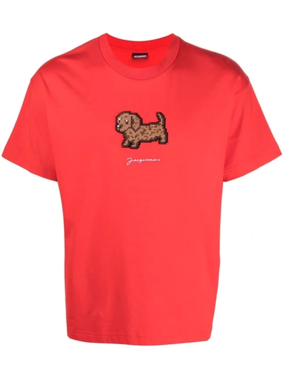 Shop Jacquemus Le T-shirt Pistoun Cotton Top In Rot