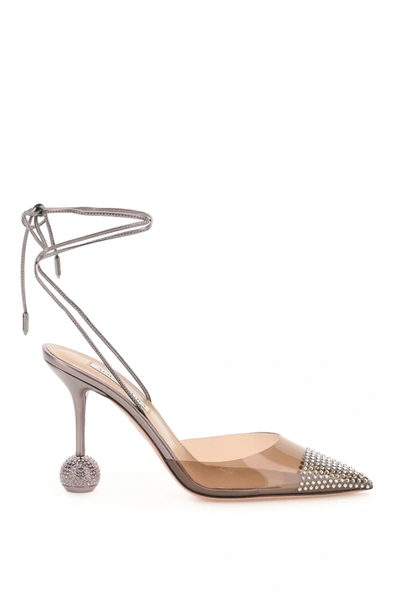 Shop Aquazzura Nights Pump 95 In Pewter (metallic)