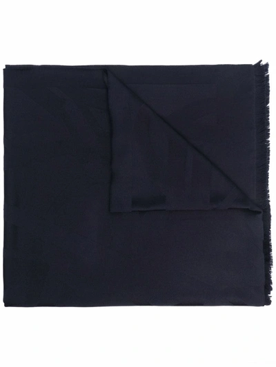 Shop Saint Laurent Logo Plaque Wool Scarf In Blau