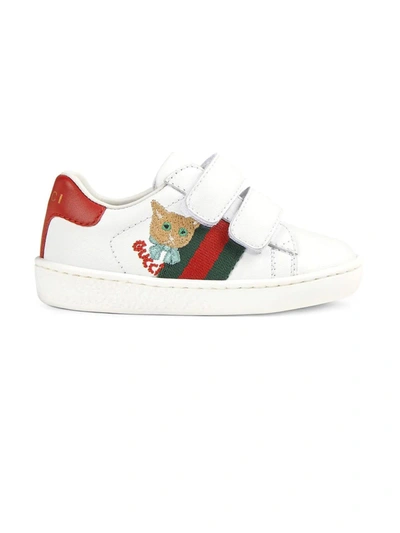Shop Gucci White Leather Toddler Ace Sneaker In Bianco