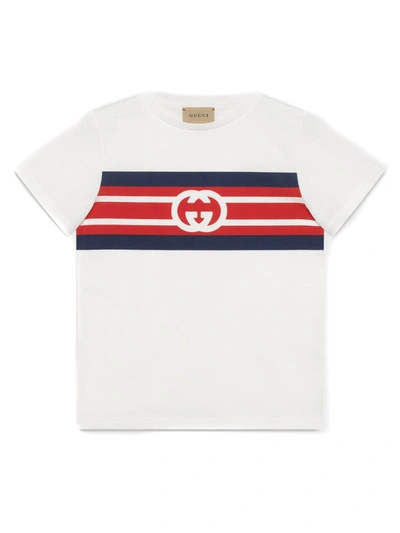 Shop Gucci White Felted Cotton Jersey T-shirt In Bianco