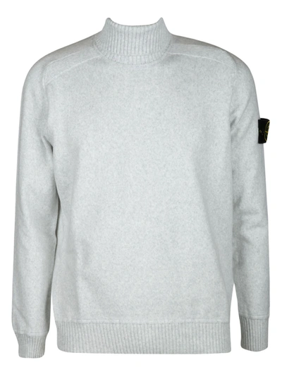 Stone Island Turtleneck Logo Patch Ribbed Sweatshirt In Grey | ModeSens