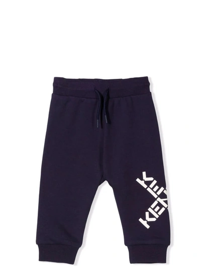 Shop Kenzo Sports Trousers With Print In Blu Elettrico