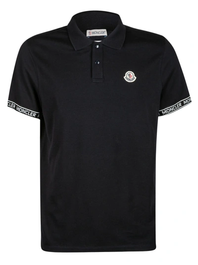 Shop Moncler Regular Logo Patched Polo Shirt In Black
