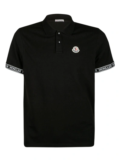 Shop Moncler Classic Logo Patched Polo Shirt In Black/white