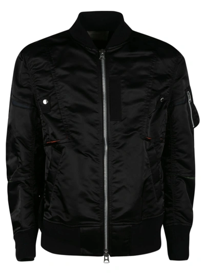 Shop Sacai High-shine Paneled Bomber In Black