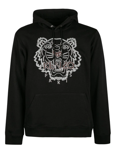 Shop Kenzo Seasonal Tiger Hoodie In Black