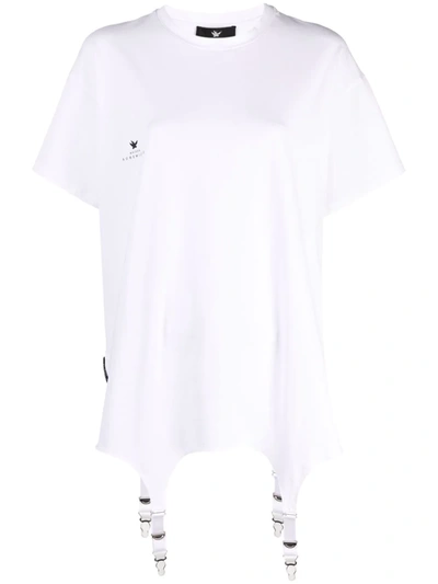 Shop Maison Bohemique Suspender-hem Logo Print T-shirt In 白色