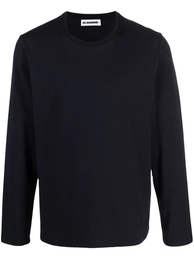 Shop Jil Sander Crew Neck Long-sleeve Sweatshirt In 蓝色