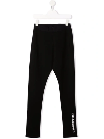 Shop Karl Lagerfeld Teen Logo-print Track Pants In 黑色