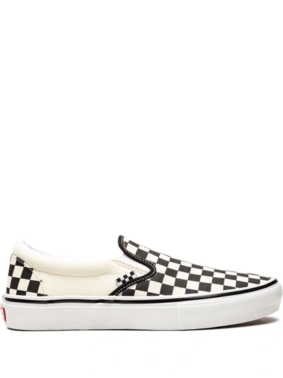 Shop Vans Skate Slip-on "checkerboard" Sneakers In White