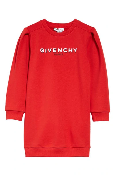 Shop Givenchy ' Shadow Logo Sweatshirt Dress In Bright Red
