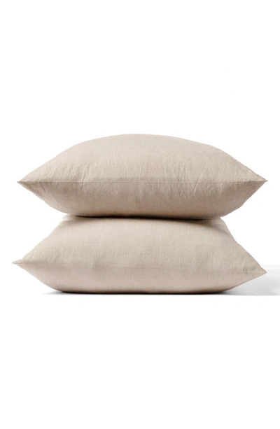 Shop Coyuchi Crinkled Organic Percale Pillowcases In Hazel Chambray