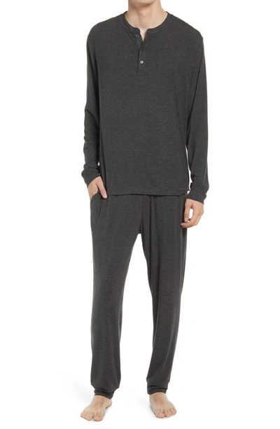 Shop Eberjey Henry Jersey Pajamas In Charcoal Heather