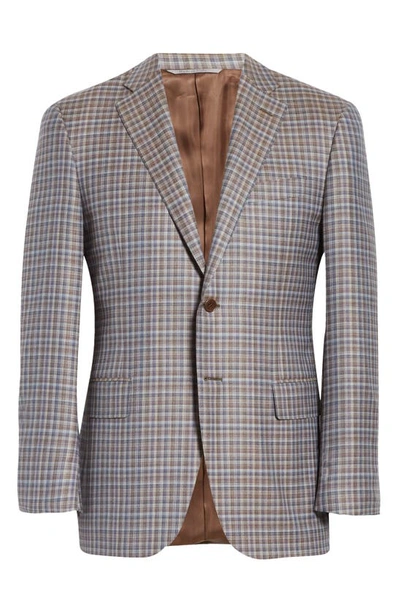 Shop Canali Siena Plaid Regular Fit Wool Sport Coat In Brown