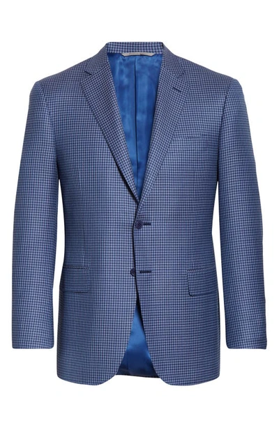 Shop Canali Siena Check Regular Fit Wool Sport Coat In Navy