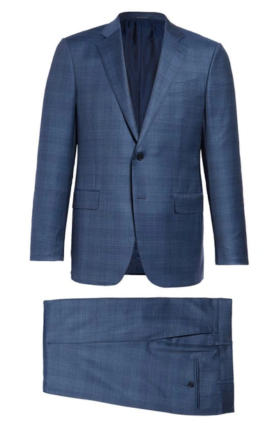 Shop Ermenegildo Zegna Milano Achillfarm Classic Fit Plaid Wool & Silk Suit In Blue