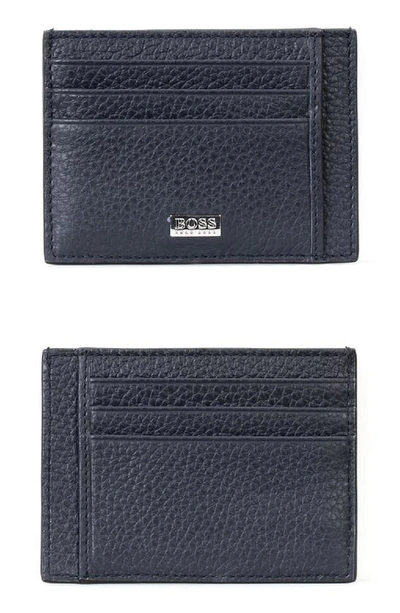 Shop Hugo Boss Crosstown Rfid Leather Card Case In Black