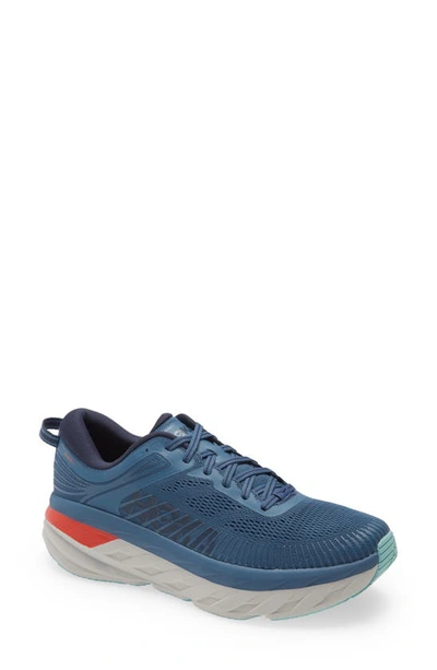 Shop Hoka One One Bondi 7 Running Shoe In Real Teal / Outer Space