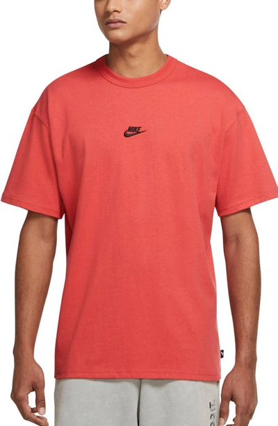 Shop Nike Sportswear Oversize Embroidered Logo T-shirt In Lobster/ Black