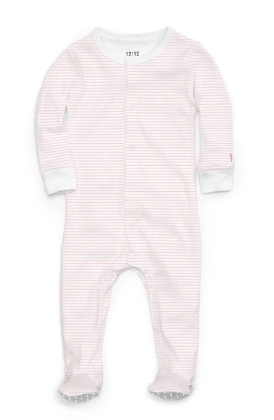 Shop Infant 1212 The Nightly Fitted One-piece Pajamas In Pink Stripe