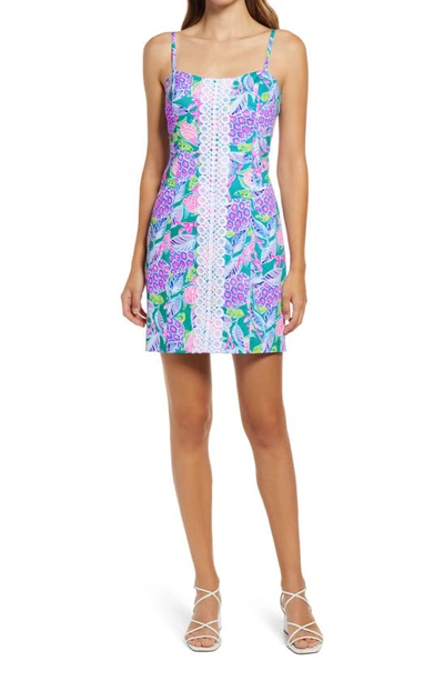 Shop Lilly Pulitzerr Lilly Pulitzer Shelli Floral Stretch Cotton Shift Dress In Maldives Green Turtle Wave