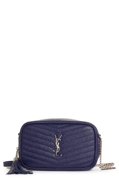 Shop Saint Laurent Lou Mini Matelassé Leather Camera Bag In Azure Blue