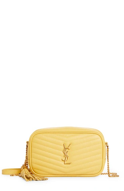 Shop Saint Laurent Mini Lou Quilted Leather Camera Bag In Sunflower